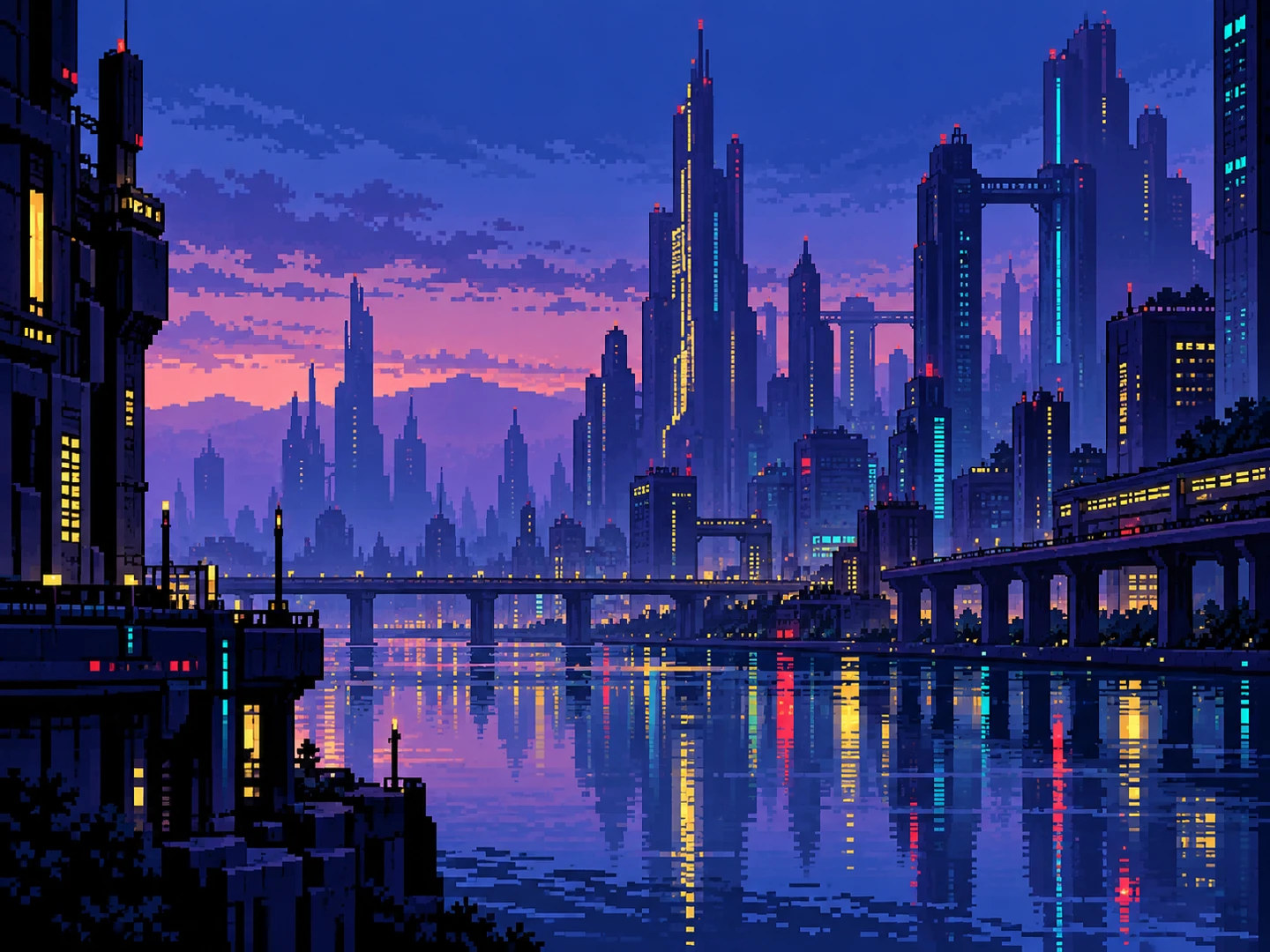 Die Stadt nach Sonnenuntergang
